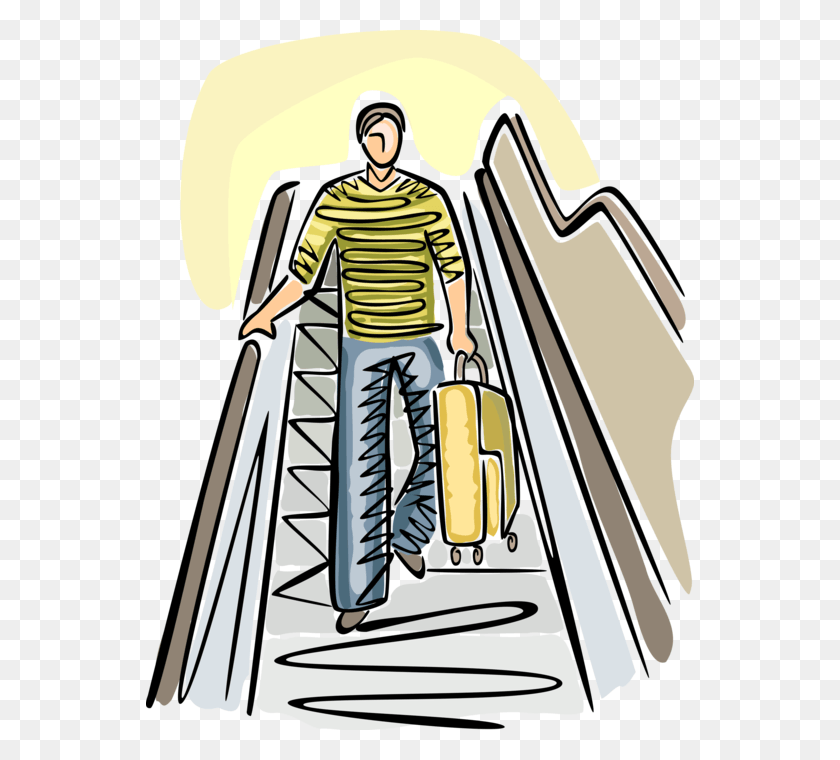 548x700 Vector Illustration Of Holiday Vacation Traveler Passenger, Handrail, Banister, Person HD PNG Download