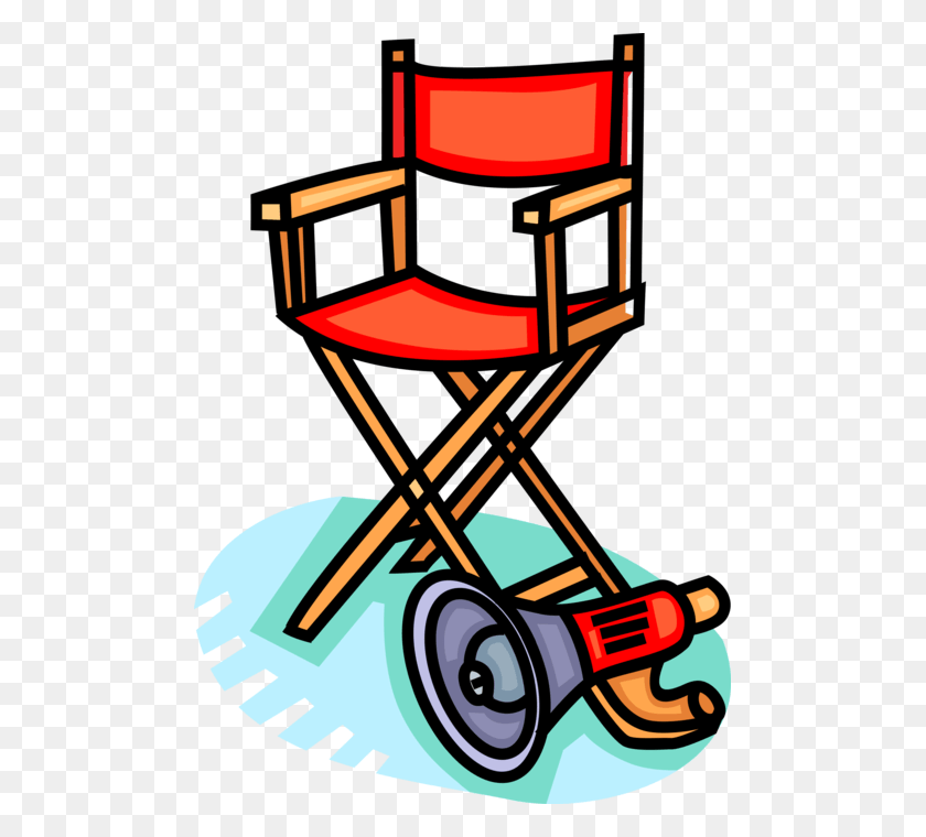 487x700 Vector Illustration Of Hollywood Motion Picture Movie Sedia Da Regista Clipart, Chair, Furniture, Tool HD PNG Download