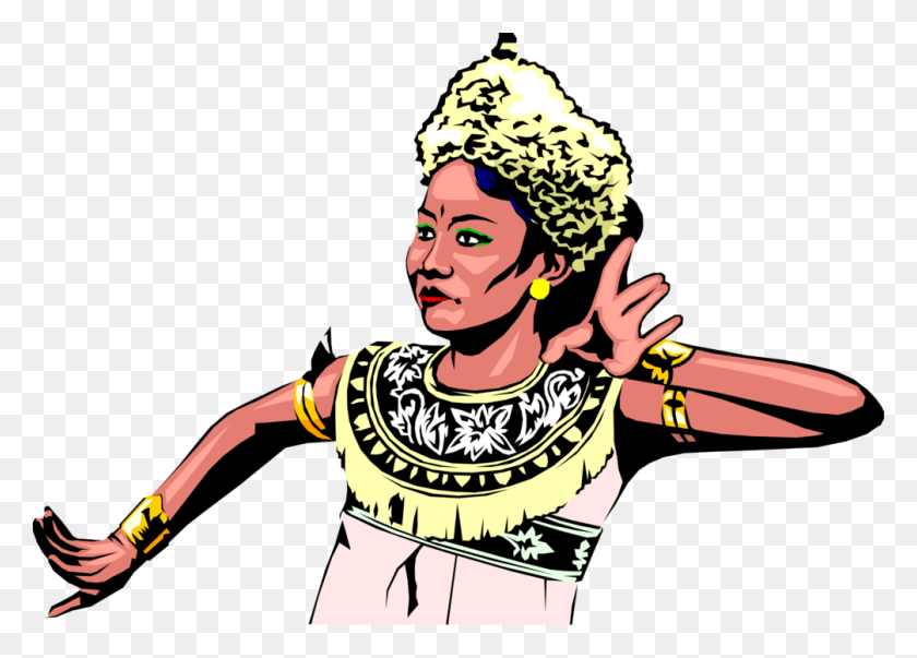 1005x700 Vector Illustration Of Indonesian Woman Performs Traditional Indonesian Traditional Dance, Person, Human, Face HD PNG Download