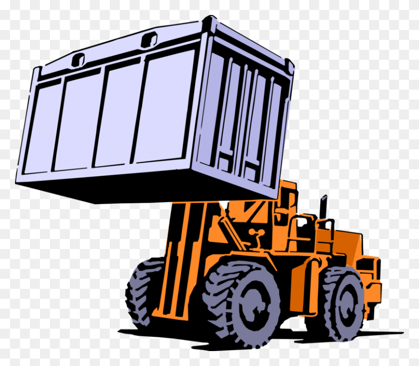 808x700 Vector Illustration Of Industrial Warehouseforklift Forklift Clipart, Vehicle, Transportation, Tractor HD PNG Download