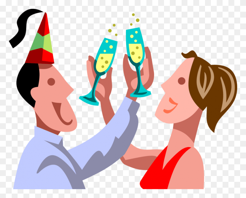 887x700 Vector Illustration Of Inebriated Colleagues At Office Mensagens De Ano Novo Para Esposa, Clothing, Apparel, Party Hat HD PNG Download