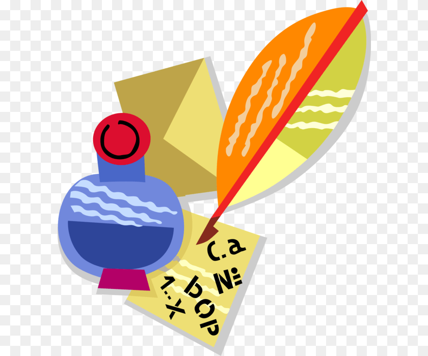 615x700 Vector Illustration Of Ink Well And Feather Quill Pen Makar Sankranti, Bottle, Text, Gold, Advertisement Transparent PNG