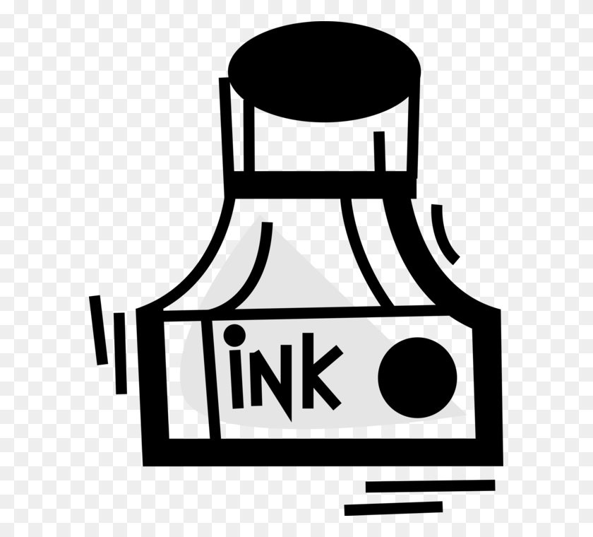 587x700 Vector Illustration Of Ink Well For Fountain Pen Writing, Triangle, Symbol, Label HD PNG Download