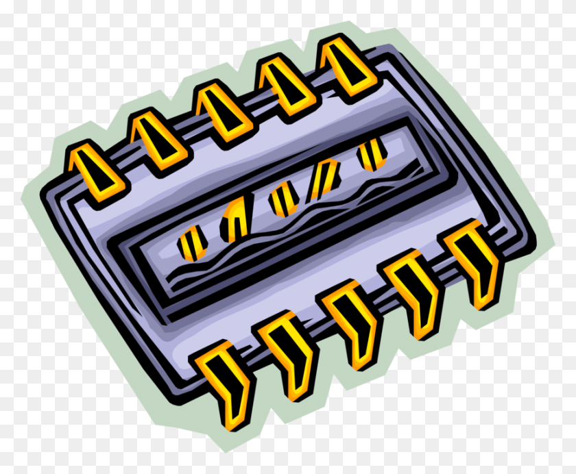 863x700 Vector Illustration Of Integrated Circuit Electronic Illustration, Electronic Chip, Hardware, Electronics HD PNG Download