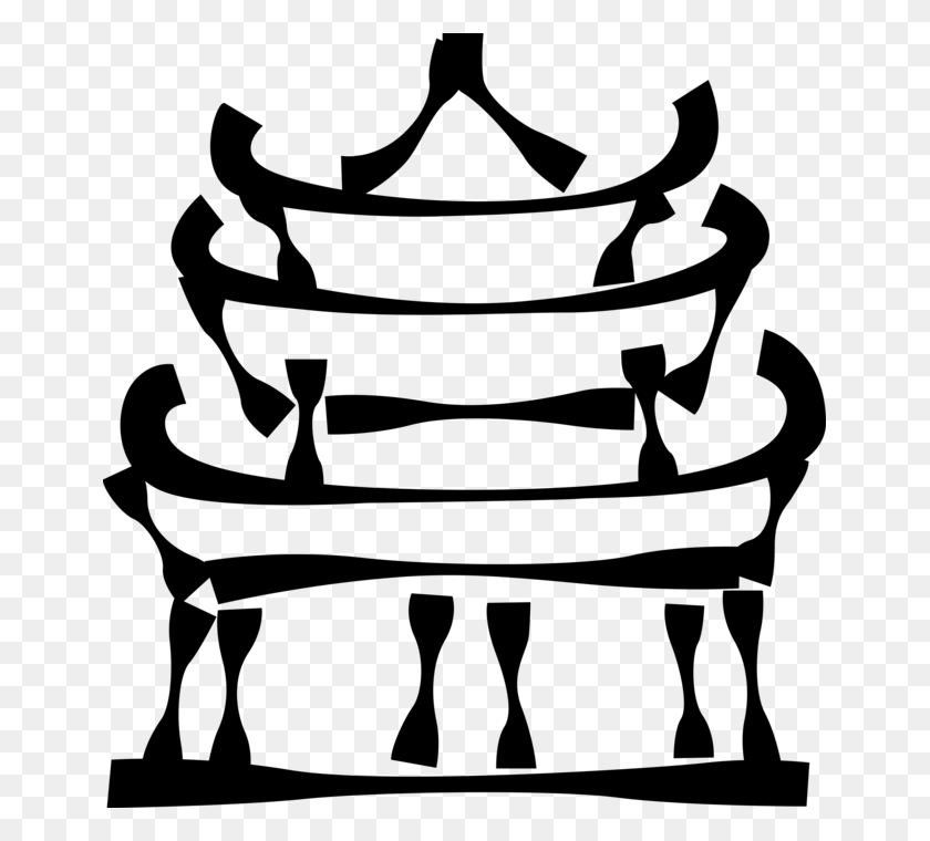 653x700 Vector Illustration Of Japanese Pagoda Temple Or Sacred Japanese Temple Clipart, Gray, World Of Warcraft HD PNG Download