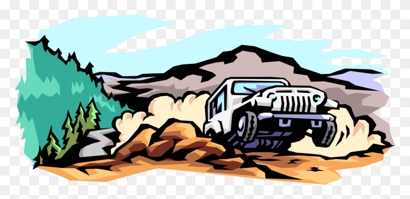 1566x700 Vector Illustration Of Jeep Sports Utility Off Road Jeep Off Road, Car, Vehicle, Transportation HD PNG Download