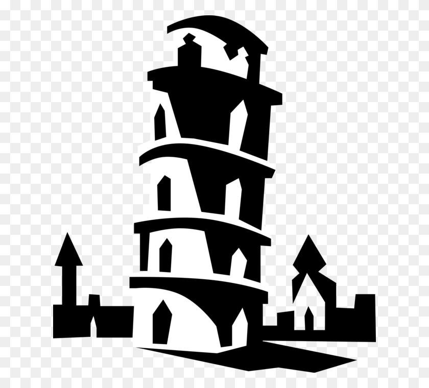 632x700 Vector Illustration Of Leaning Tower Of Pisa Campanile Italy Clip Art, Stencil, Architecture, Building HD PNG Download