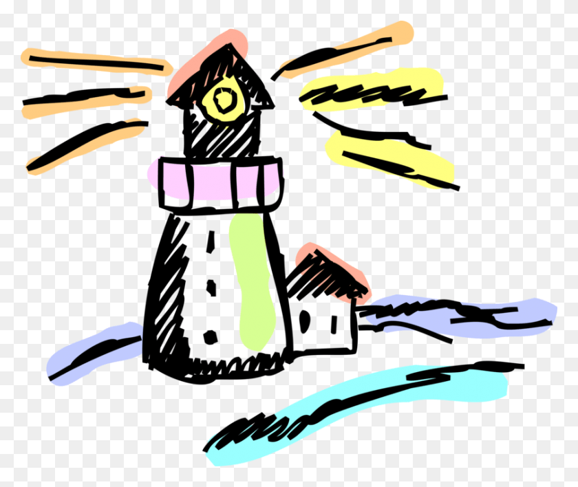 842x700 Vector Illustration Of Lighthouse Beacon Emits Light, Graphics, Stencil HD PNG Download