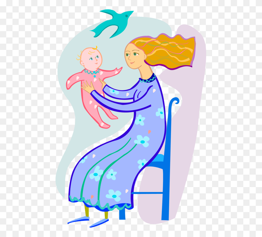 483x700 Иллюстрация Любящей Матери И Новорожденного, Графика, Млекопитающее Png Скачать
