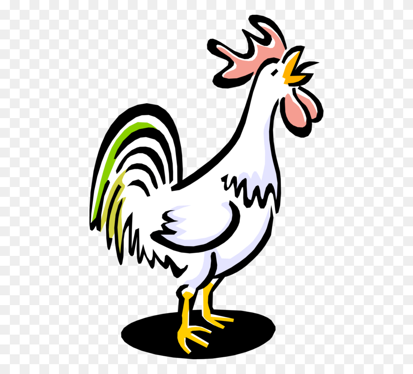 476x700 Vector Illustration Of Male Chicken Rooster Or Cockerel Cock Crowing Clip Art, Animal, Fowl, Bird HD PNG Download