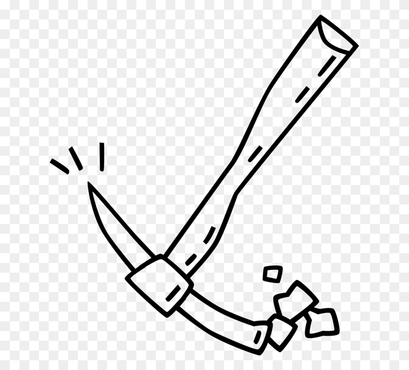 635x700 Vector Illustration Of Mining Pickaxe Or Pick Hand Line Art, Gray, World Of Warcraft HD PNG Download