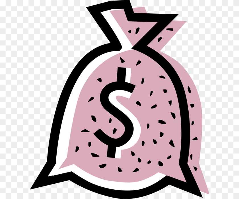 631x700 Vector Illustration Of Money Bag Moneybag Or Sack Pink Money Bag, Text, Number, Symbol, Nature Sticker PNG