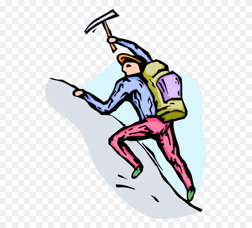 537x700 Vector Illustration Of Mountain Climber Climbs Rock Climbing, Person, Human, Dance HD PNG Download