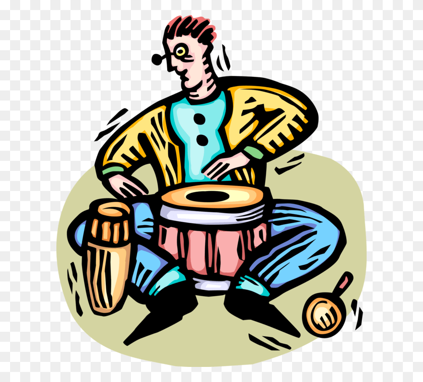 616x700 Vector Illustration Of Musician Plays Bongo Drums Musical, Person, Musical Instrument, Human HD PNG Download