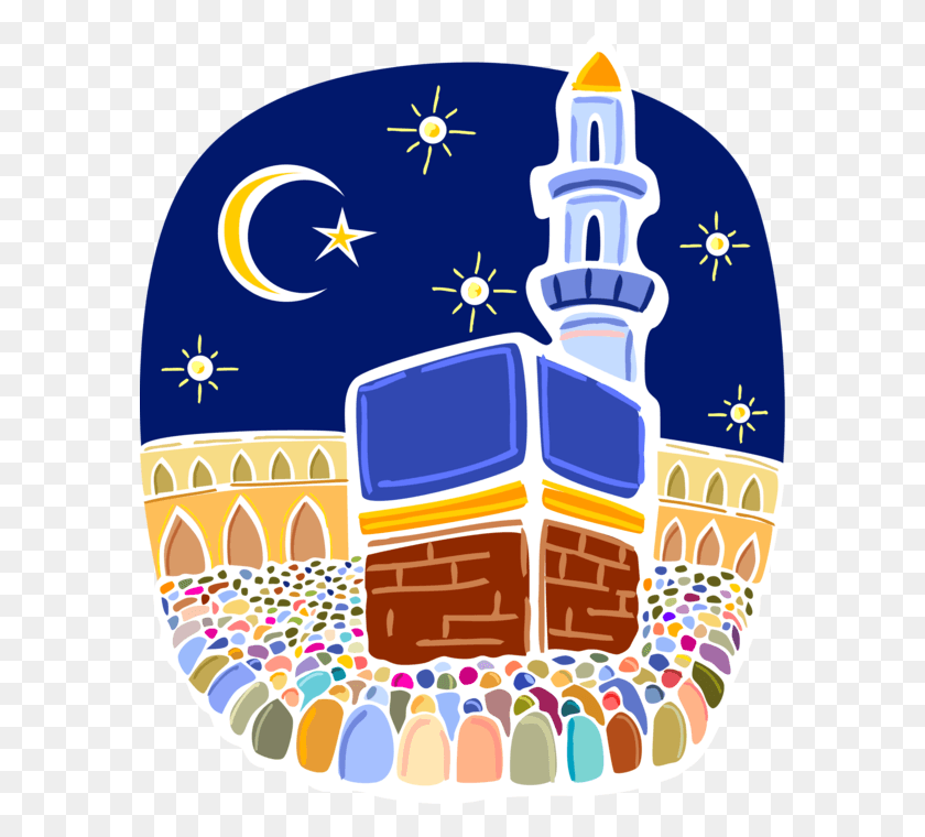 586x700 Vector Illustration Of Muslim Hajj Pilgrimage In Al Hajj Clip Art, Graphics, Outdoors HD PNG Download