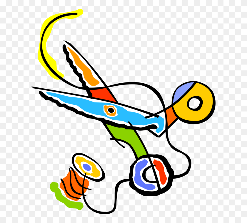 626x700 Vector Illustration Of Needle Thread Scissors Sewing Vector Scissor Needle And Thread, Animal, Seafood, Food HD PNG Download