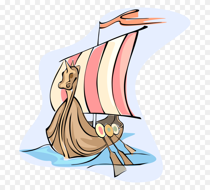 685x700 Vector Illustration Of Nordic Viking Ship With, Text, Injection HD PNG Download