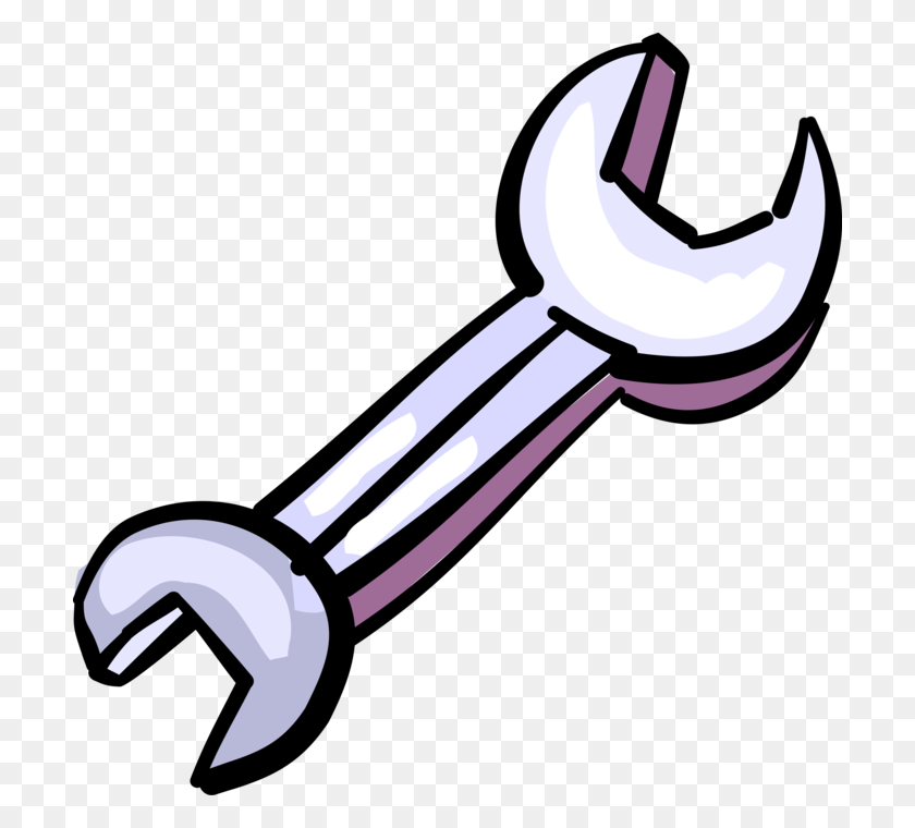 706x700 Vector Illustration Of Open End Spanner Wrench Tool, Hammer, Machine, Scissors HD PNG Download