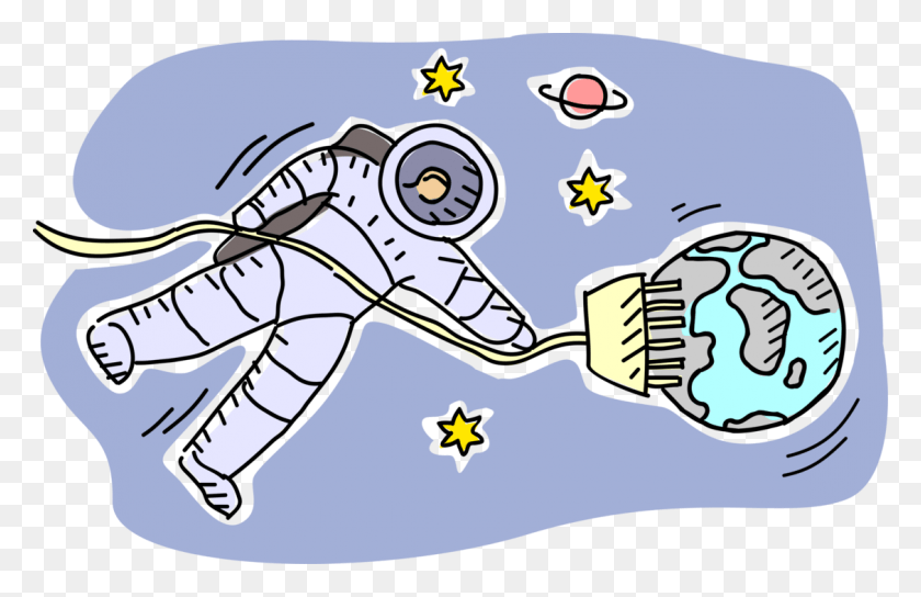 1128x700 Vector Illustration Of Outer Space Astronaut Plugs, Brush, Tool HD PNG Download