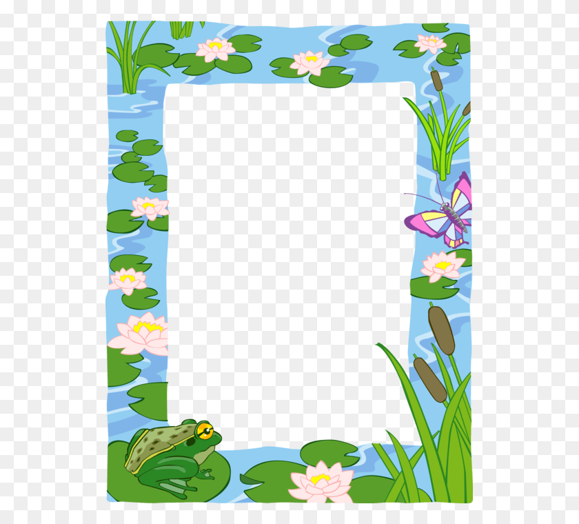 533x700 Vector Illustration Of Pond With Frog Butterfly Winged Nursery Open Afternoon, Plant, Flower, Blossom HD PNG Download