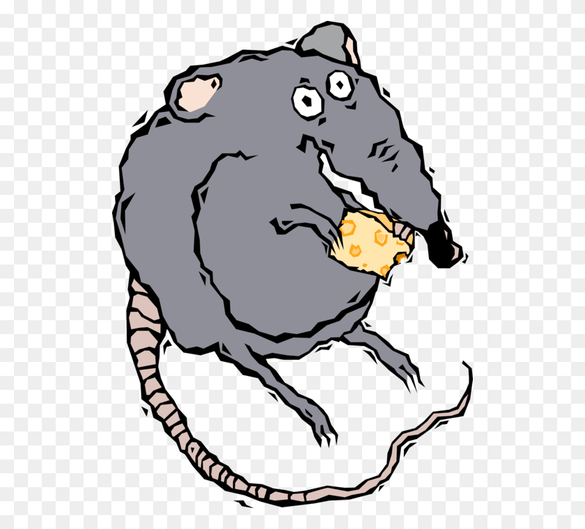 518x700 Vector Illustration Of Rodent Rat Eating Cheese, Animal, Bird, Person HD PNG Download
