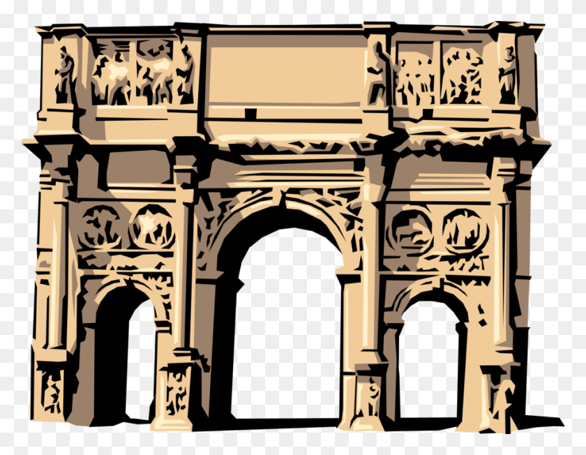 921x700 Vector Illustration Of Roman Arch Of Constantine Rome Arch Of Constantine, Architecture, Building, Arched HD PNG Download