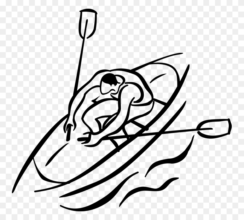 757x700 Vector Illustration Of Rower Rowing Watercraft Boat Line Art, Gray, World Of Warcraft HD PNG Download