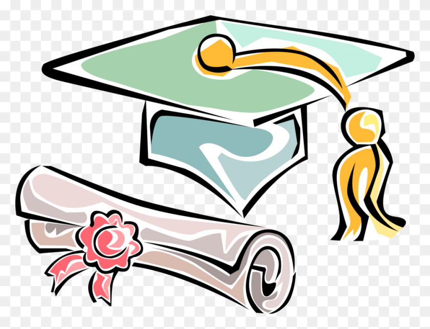 934x700 Vector Illustration Of School Or University Graduation Graduation Cap And Diploma, Sink Faucet, Graphics HD PNG Download