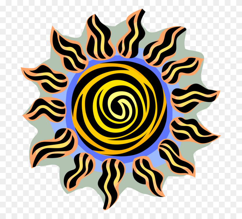 695x700 Vector Illustration Of Scorching Heat From Sunlight Vector Graphics, Graphics, Spiral HD PNG Download
