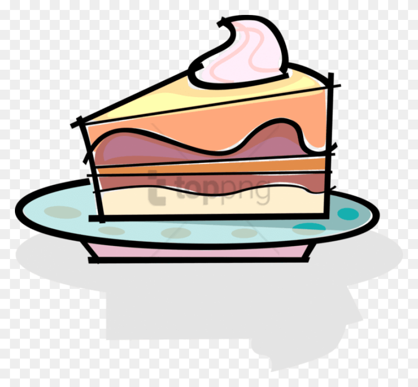 850x782 Vector Illustration Of Slice Of Dessert Cake On Plate Slice Of Cake Clip Art, Food, Cream, Creme HD PNG Download