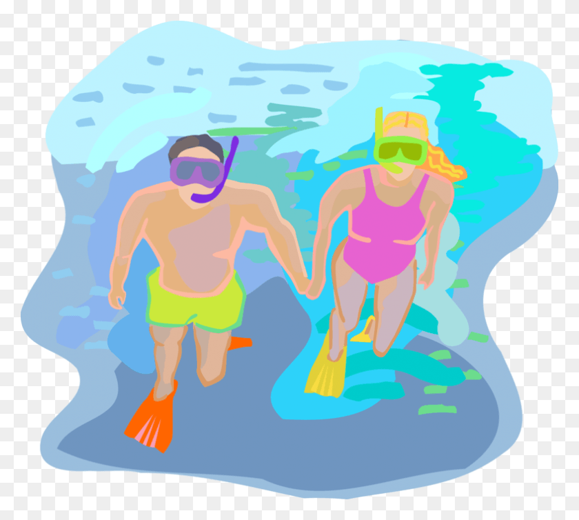 786x700 Vector Illustration Of Snorkeling Couple Snorkel With Illustration, Water, Swimming, Sport HD PNG Download