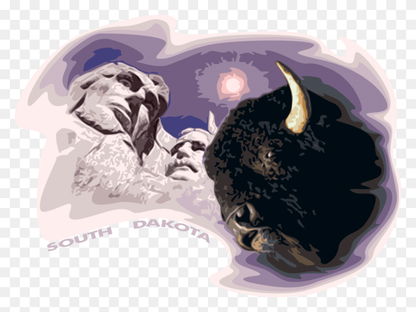 957x700 Vector Illustration Of South Dakota Mount Rushmore Illustration, Bull, Mammal, Animal HD PNG Download