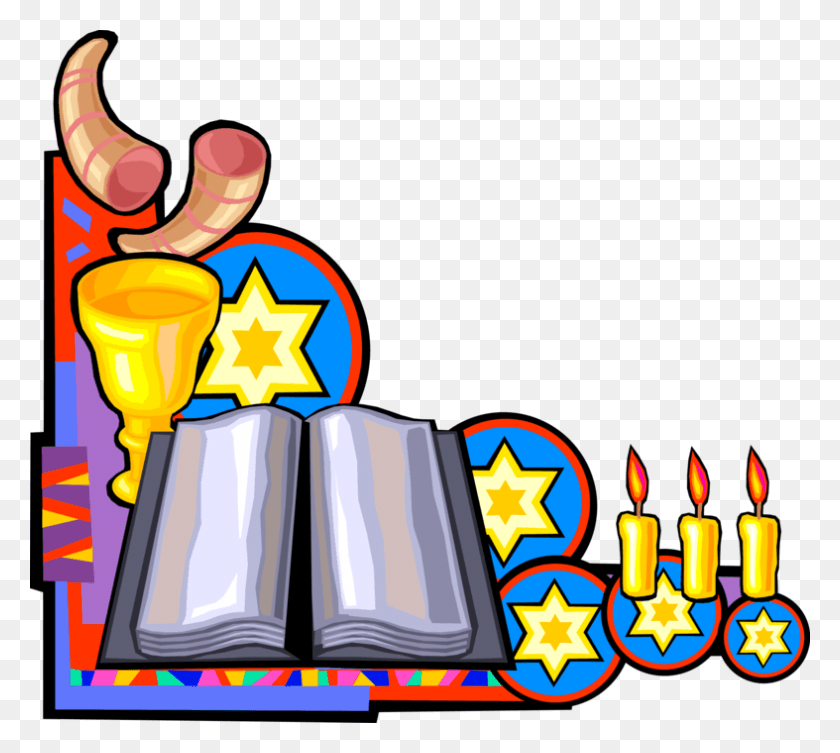 787x700 Vector Illustration Of Star Of David Shield Of David, Candle, Sweets, Food HD PNG Download