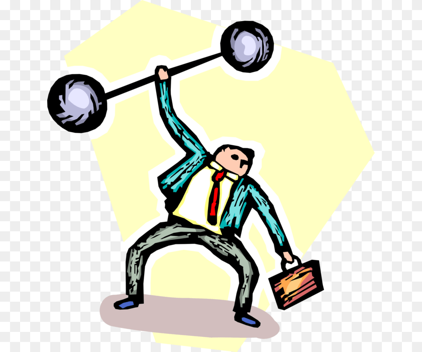652x700 Vector Illustration Of Strongman Businessman Weightlifter Illustration, Lighting, Person, People, Face PNG