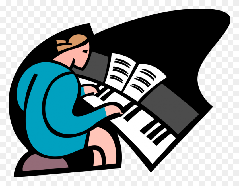 915x700 Vector Illustration Of Student Taking Piano Lessons Music, Hammer, Tool, Axe HD PNG Download