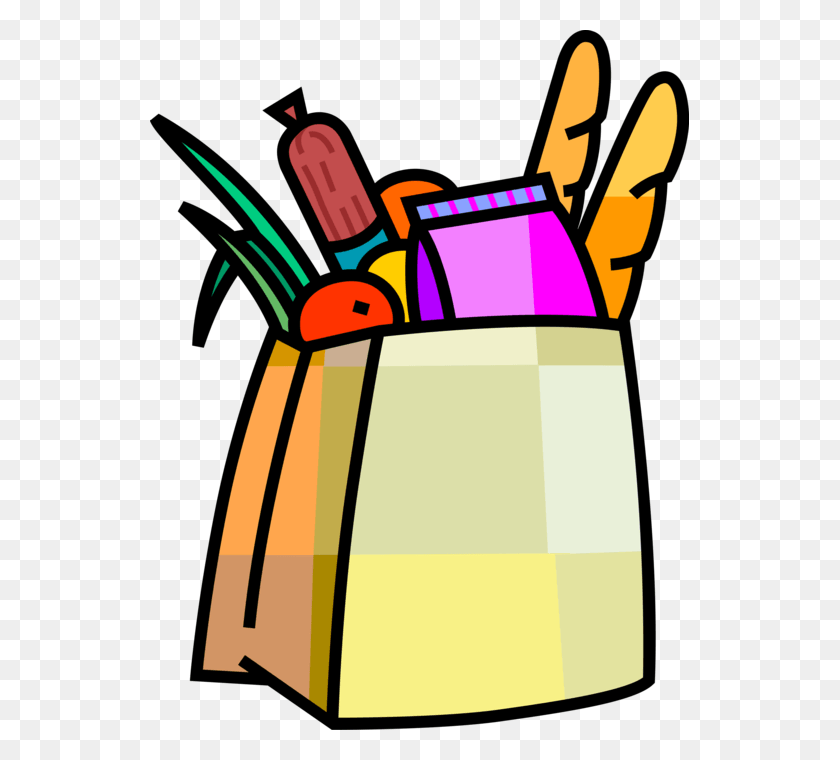 539x700 Vector Illustration Of Supermarket Grocery Store Shopping Shopping Bags Clip Art, Bag, Dynamite, Bomb HD PNG Download