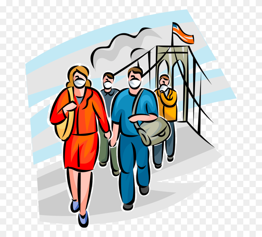 678x700 Vector Illustration Of Survivors Of World Trade Center Evacuation Area Clipart, Person, Human, People HD PNG Download