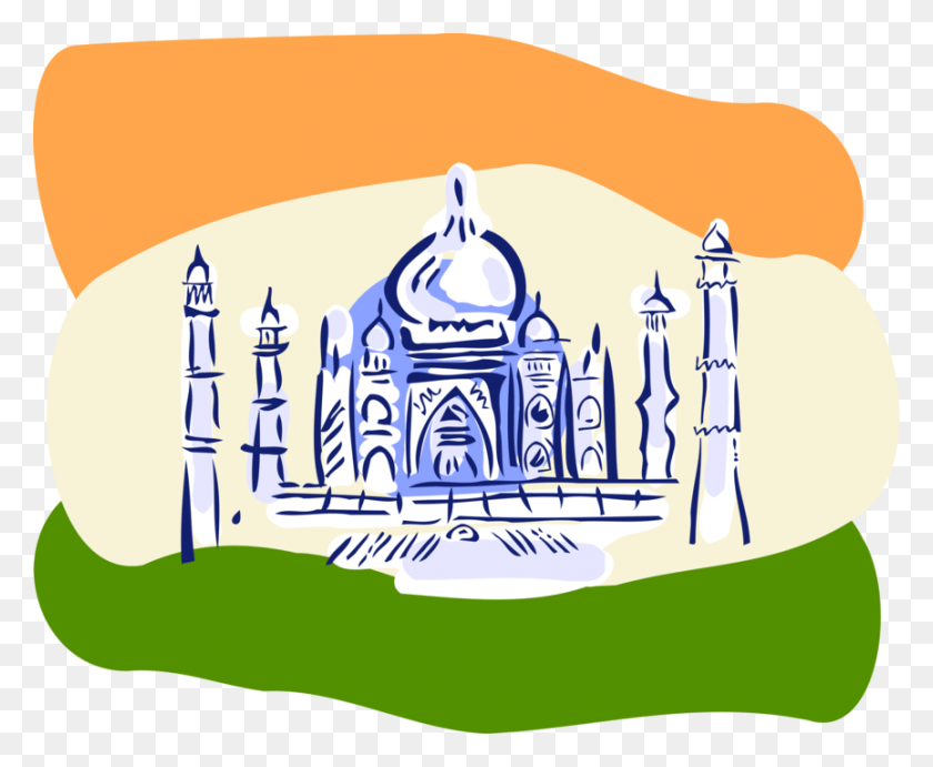 864x700 Vector Illustration Of Taj Mahal Marble Mausoleum On, Outdoors, Doodle HD PNG Download