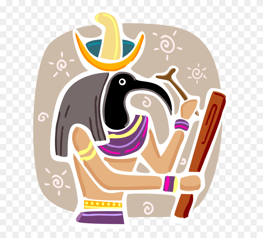 628x700 Vector Illustration Of Thoth Ibis Ancient Egyptian Illustration, Text, Outdoors, Graphics HD PNG Download