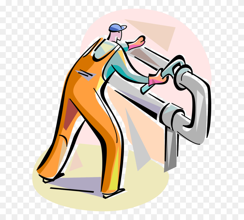 617x700 Vector Illustration Of Tradesman Plumber Tightens Plumbing, Photography HD PNG Download