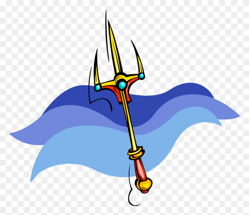818x700 Vector Illustration Of Trident Of Poseidon Three Pronged Cartoon, Spear, Weapon, Weaponry HD PNG Download