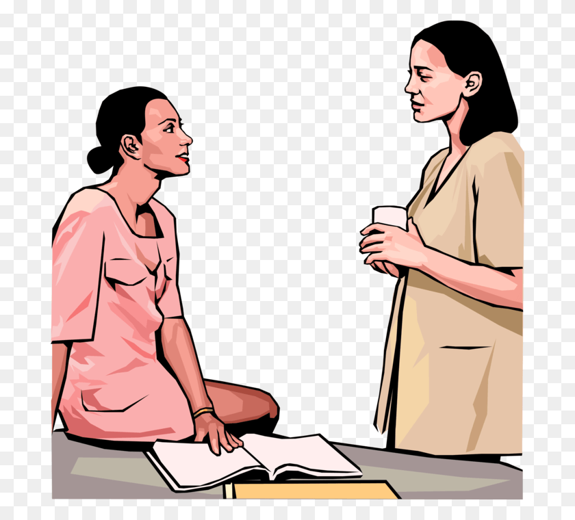 692x700 Vector Illustration Of Two Business Woman Meet And Clinical Supervision, Person, Human, Text HD PNG Download