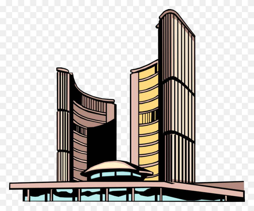 856x700 Vector Illustration Of Urban Metropolitan City Hall Toronto City Hall Vector, Building, Architecture, Pillar HD PNG Download