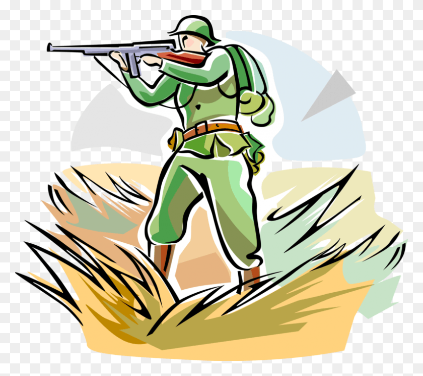 796x700 Vector Illustration Of World War One Wwi Soldier With Ww1 Soldier With Gun, Paintball HD PNG Download