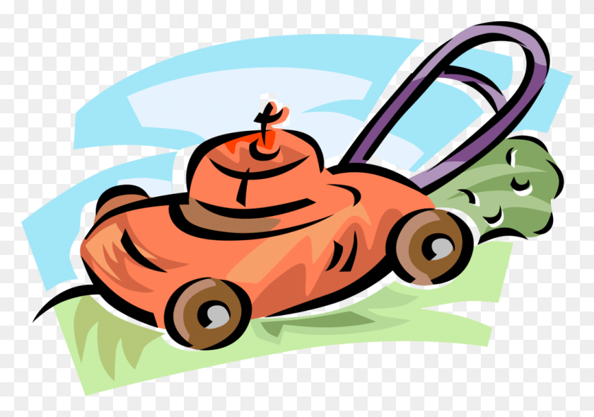 1032x700 Vector Illustration Of Yard Work Lawn Mower Cuts Grass, Tool, Plant, Chain Saw HD PNG Download