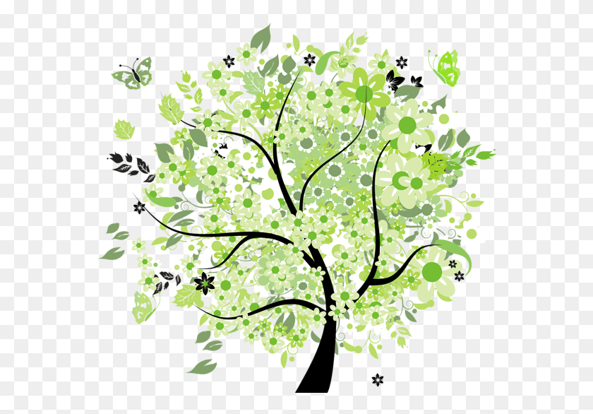 568x526 Vector Image Of Trees Green Spring Tree Clipart Free Clipart Tree, Graphics, Floral Design HD PNG Download