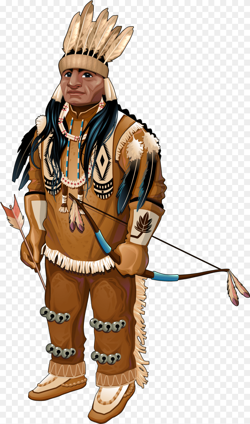 1204x2037 Vector Indian Native American Cartoon Vector, Adult, Male, Man, Person Sticker PNG