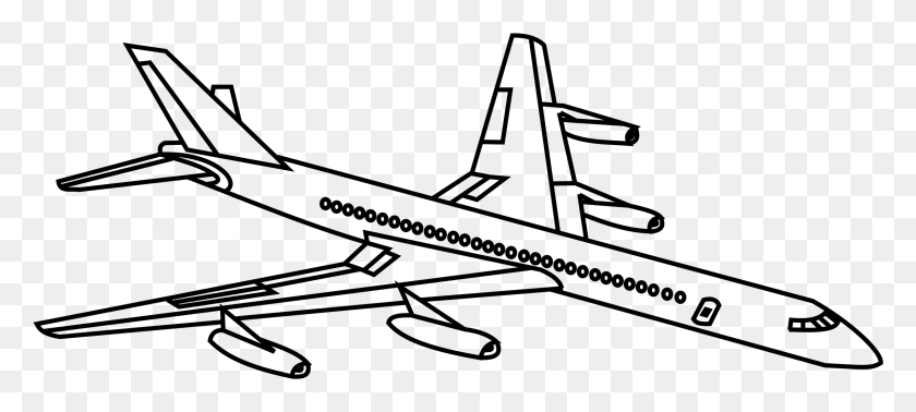 2277x929 Vector Jet Black And White Free Outline Pictures Of Plane, Gray, World Of Warcraft HD PNG Download