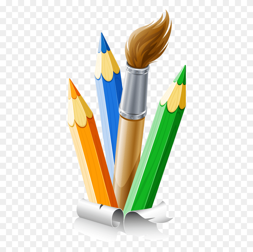 394x776 Vector Library Library Clipart Crayons Pencils And Paint Brushes, Pencil HD PNG Download