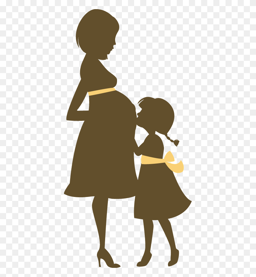 419x850 Vector Library Minus Say Hello Murales Cricut Pregnant Mother And Daughter Clipart, Kneeling, Musician HD PNG Download